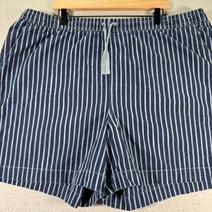 L.L Bean Favorite Fit Shorts‎ Mens 44 Blue Stripes Drawstring Comfort Outdoor